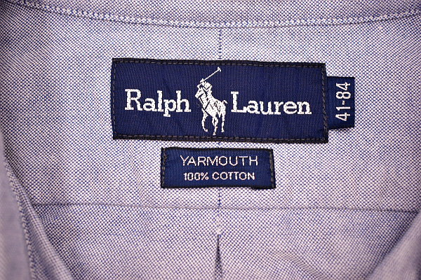 Y-2317★美品★Ralph Lauren ラルフローレン YARMOUTH★正規品 ポニー刺繍 ブルー青色 B/D 長袖 オックスフォードシャツ 41-84_画像3