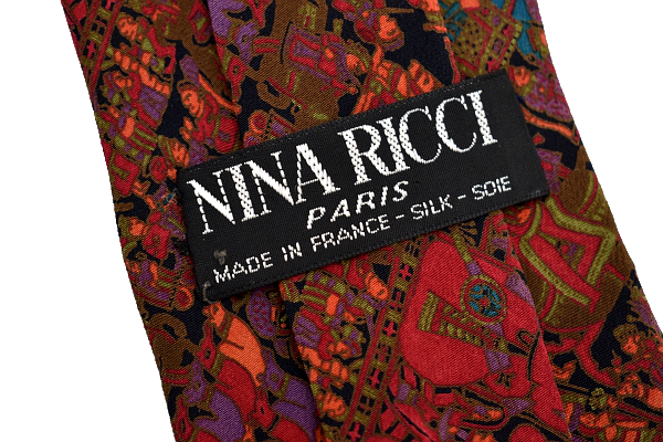 N-2575★送料無料★NINA RICCI PARIS ニナリッチ パリ★正規品 フランス製 マルチカラー 王宮絵画柄 絹 シルクネクタイ_画像6