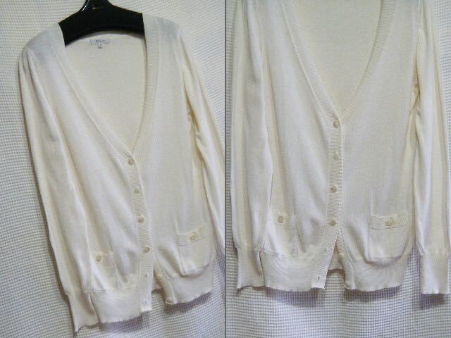  Comme Ca Du Mode K/T silk . long sleeve cardigan * eggshell white * size 11 number 