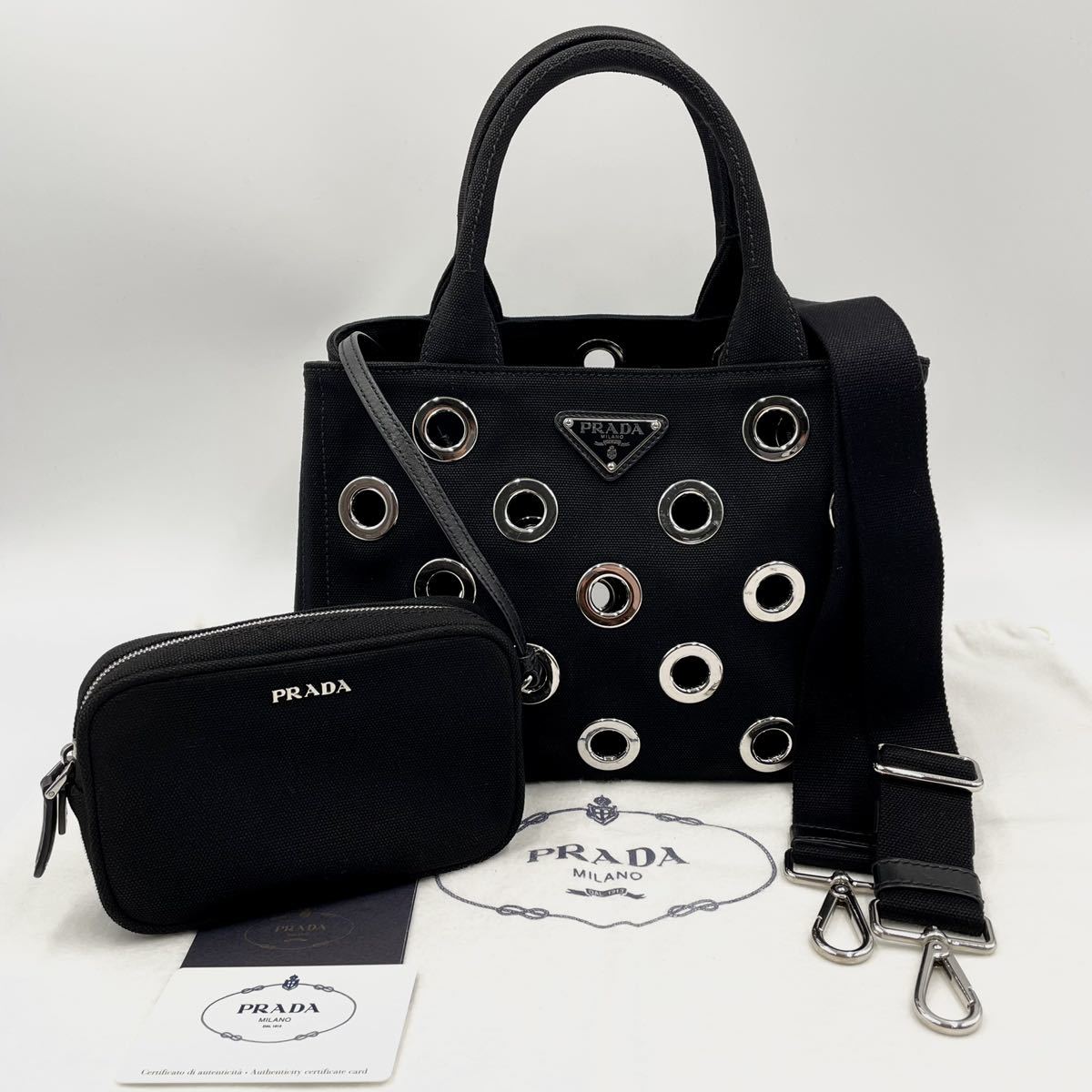 Yahoo!オークション - 1円 □極美品□ PRADA プラダ カナパ グロメット2