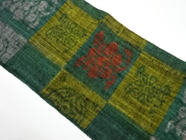 超大特価 5207981: 手織り真綿紬格子に抽象模様織出し名古屋帯 その他