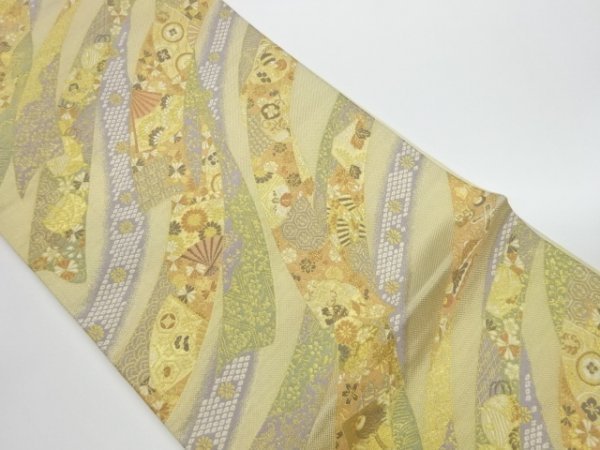 福袋 5294777: 鬘帯に花 糸巻 国産 扇子模様織出し袋帯