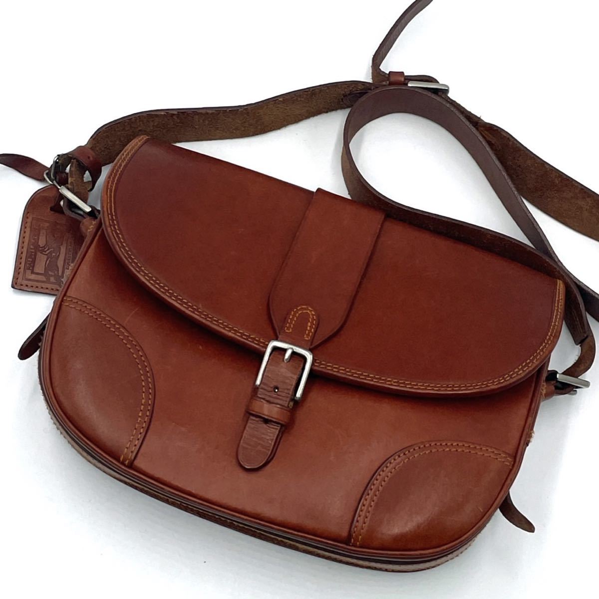 1円 【美品 RRL級】 ラルフローレン RALPH LAUREN ビンテージ 大型 メールバッグ メッセンジャーバッグ ダブルアールエル級 厚革 メンズ
