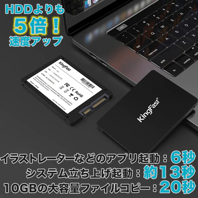 安心の国内発送・新品【大容量 SSD 512GB】KingFast 最新モデルF10 SATA3 2.5インチ 3年間のメーカー保証付き