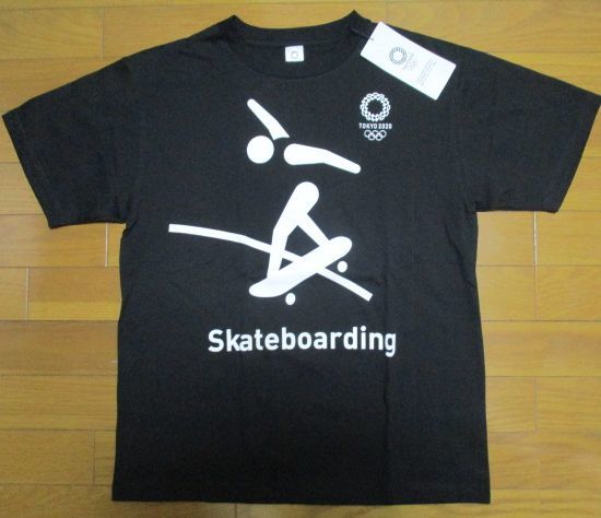 新品　スケートボード　東京オリンピック　棒人間　黒　Tシャツ　Mサイズ　skateboarding　TOKYO　2020　廃盤　ピクトグラム　スケボー _画像1