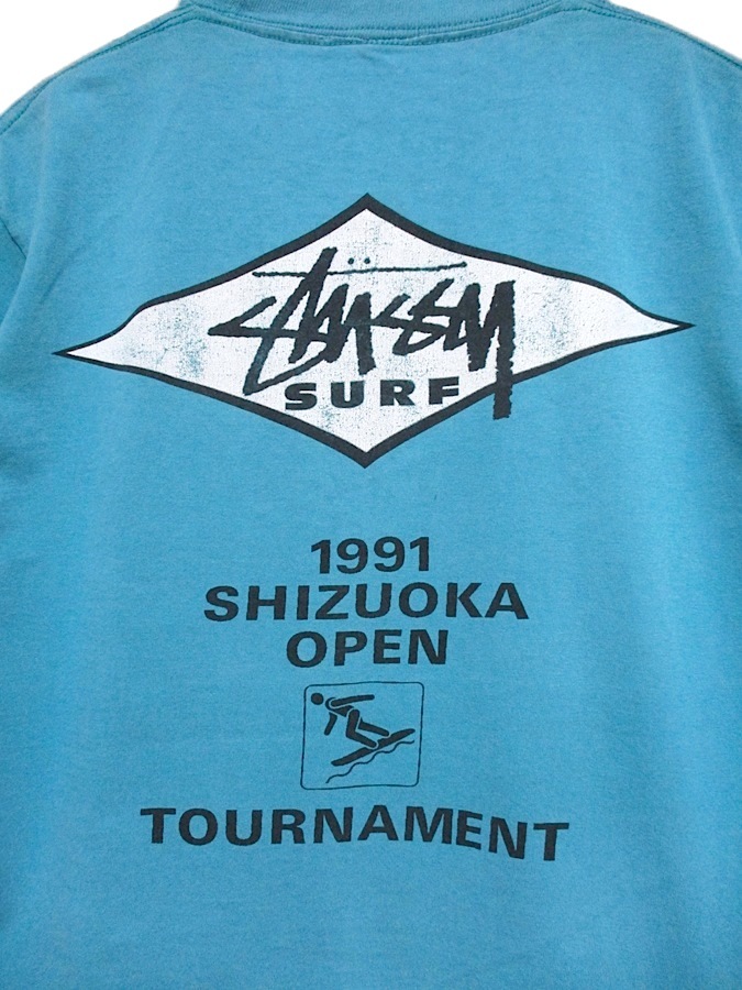 90 -х годов старый старый Stussy Surf 1991 Shizuoka Open Tournament Black Tag Stussy Surfing Shizuoka Open Tournament T -Fork