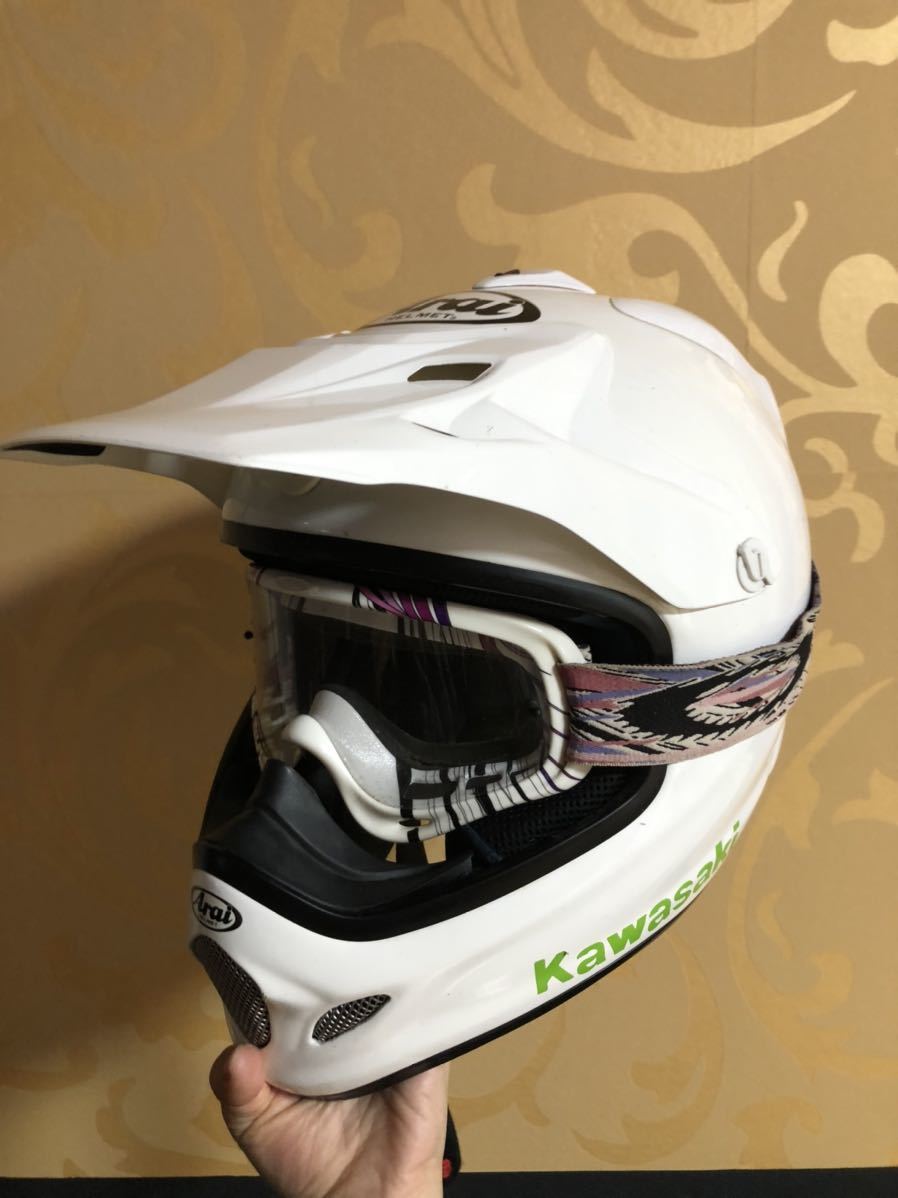 アライ Arai バイクヘルメット オフロード Tour Cross3 グラスホワイト 55 56cm S 袋付き ゴーグル オークリーセット 正規取扱店