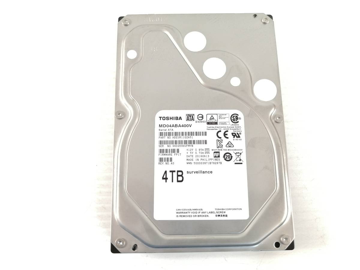 K284◇◆中古 47446時間 東芝 MD04ABA400V 4TB 3.5インチ HDD 防犯カメラ等_画像2