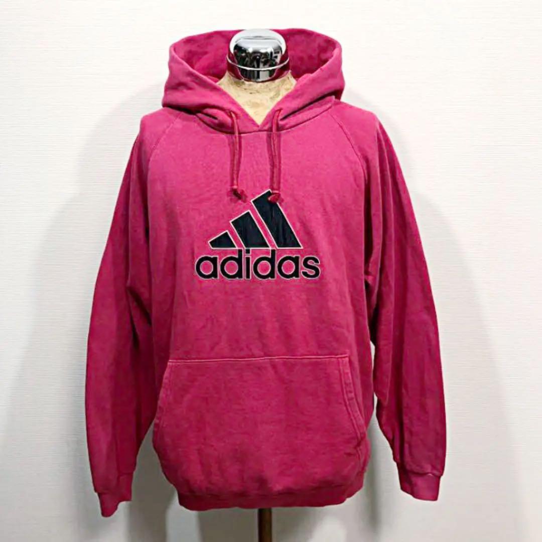 USA製 XL ビッグサイズ 90s adidas アディダス 赤 パーカー ビンテージ アメリカ フーディ ビッグシルエット オーバーサイズ ゆるだぼ 古着_画像2