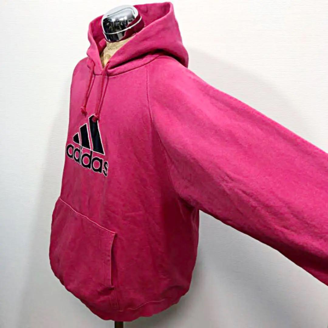 USA製 XL ビッグサイズ 90s adidas アディダス 赤 パーカー ビンテージ アメリカ フーディ ビッグシルエット オーバーサイズ ゆるだぼ 古着_画像4