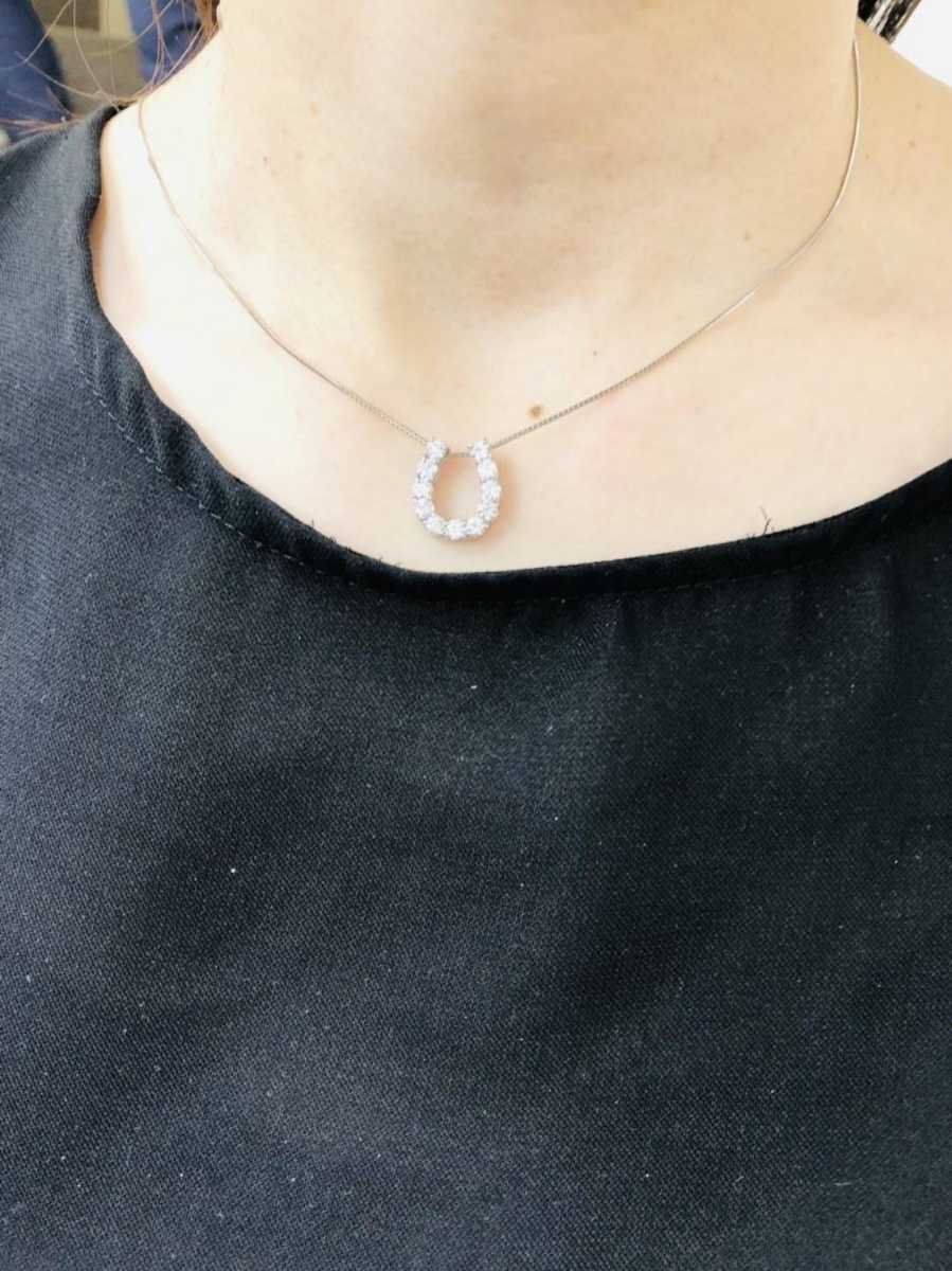 194☆新品 馬蹄 ホースシュー極上天然ダイヤネックレス Pt900/850