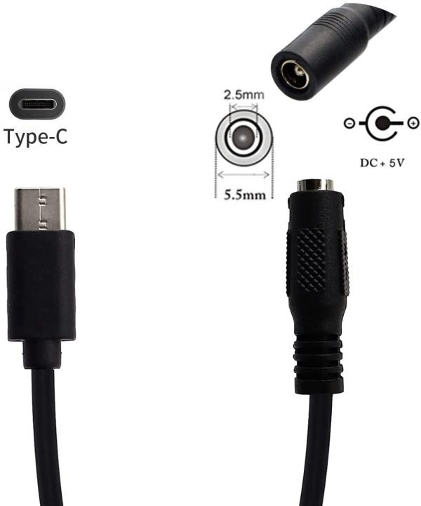 USB 3.1 Type C ⇒ DC 5.5 * 2.5mm 電源 充電 延長 ケーブル プラグ 25cm E372！送料無料！_画像6