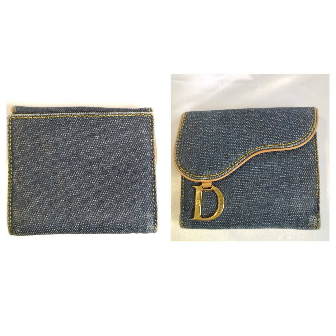 Christian Dior クリスチャンディオール デニム D金具 二つ折り財布