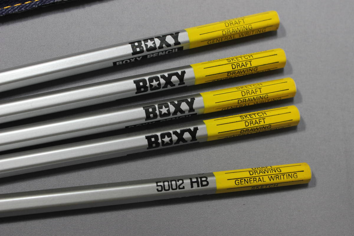 昭和レトロ　三菱鉛筆　BOXY 　デニムシース入り鉛筆　５本入り　２セット　未使用品_画像7