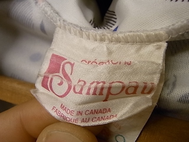 80'S MADE IN CANADA SAMPAU ラウンドカラー 総柄 半袖 シャツ SIZE 16 ヴィンテージ レディース_画像4