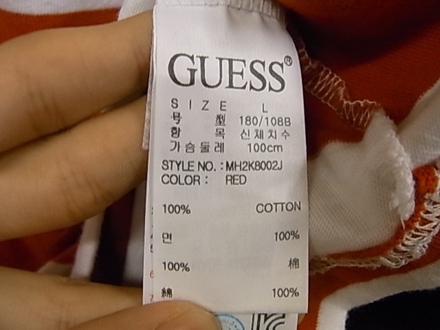 GUESS BOARDER T-SHIRT SIZE L ゲス ボーダー 半袖 Tシャツ_画像4