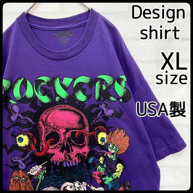 2021春の新作 プリント デカ 【USA製】ロッカーズ Tシャツ XLサイズ