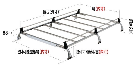 ◆ROCKYルーフキャリアSEシリーズ ハイエースワゴン LH184B/LH186B/LH188K ミドルルーフ SE-400M_画像1