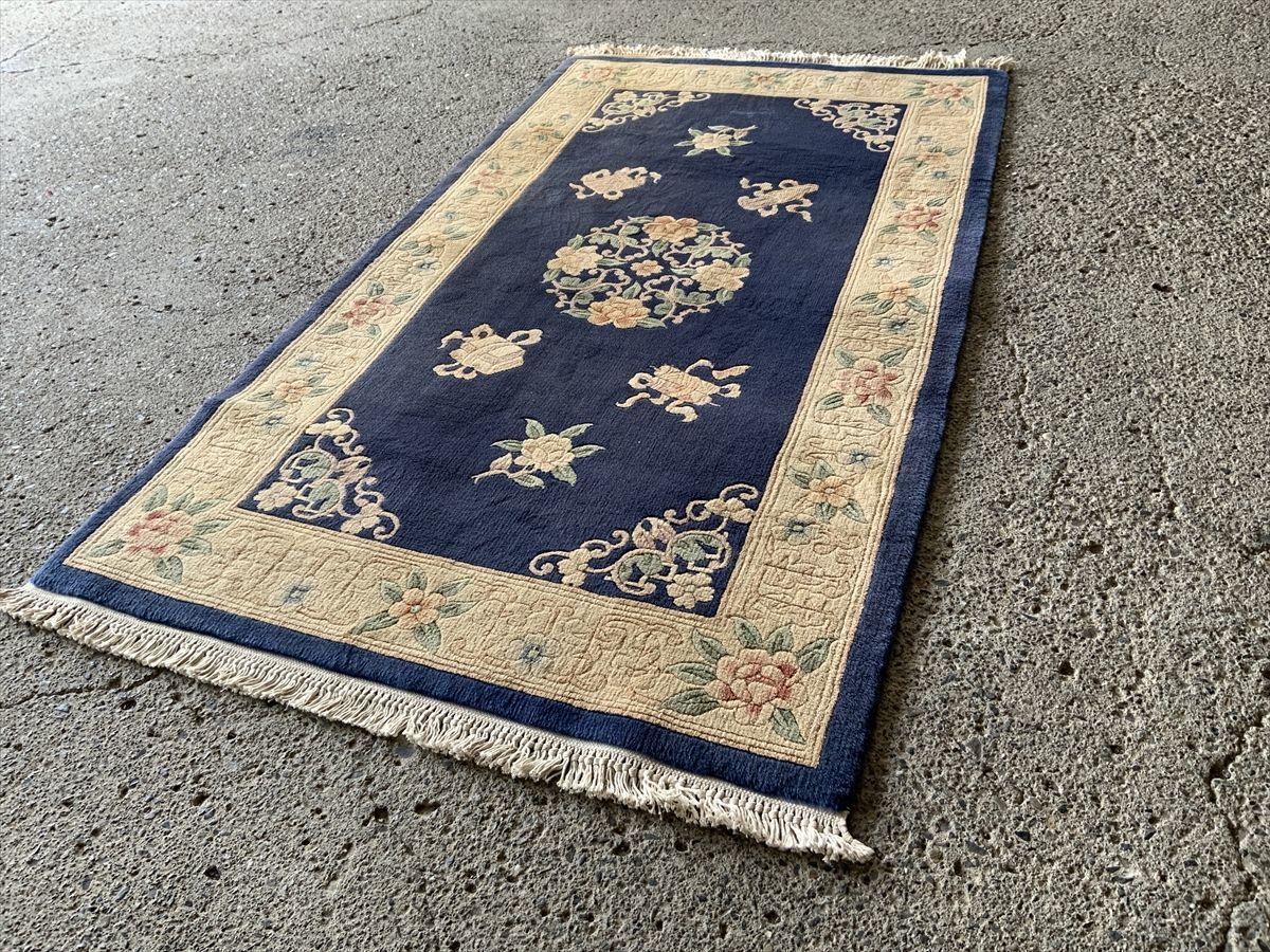 161×91cm チベット産 絨毯 ラグ アンティーク家具 マジック カーペット