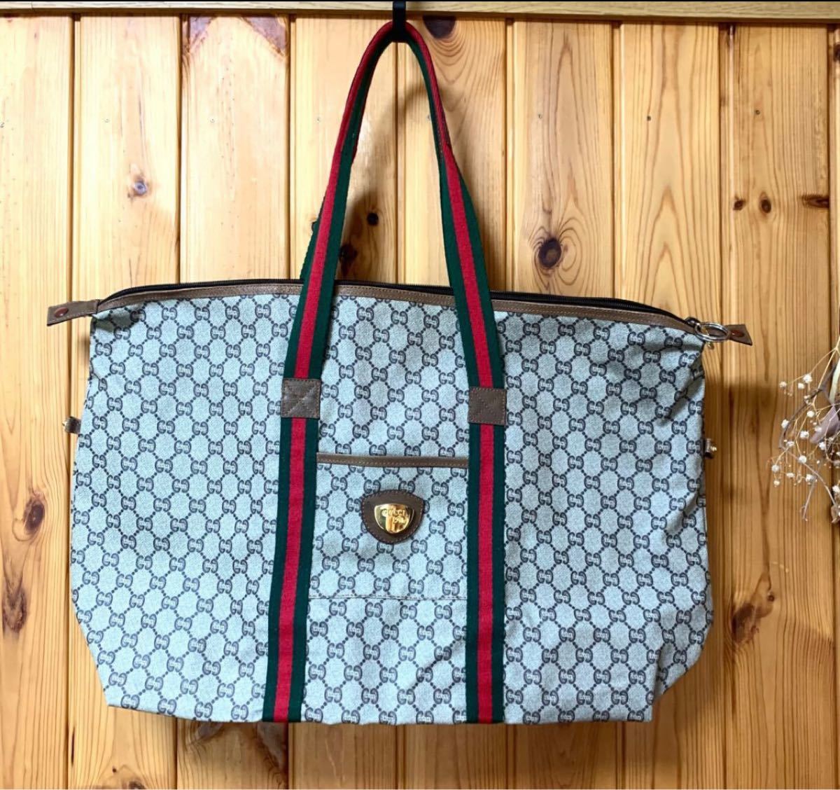 美品】GUCCI グッチ GGシェリーライン ボストンバッグ トートバッグ