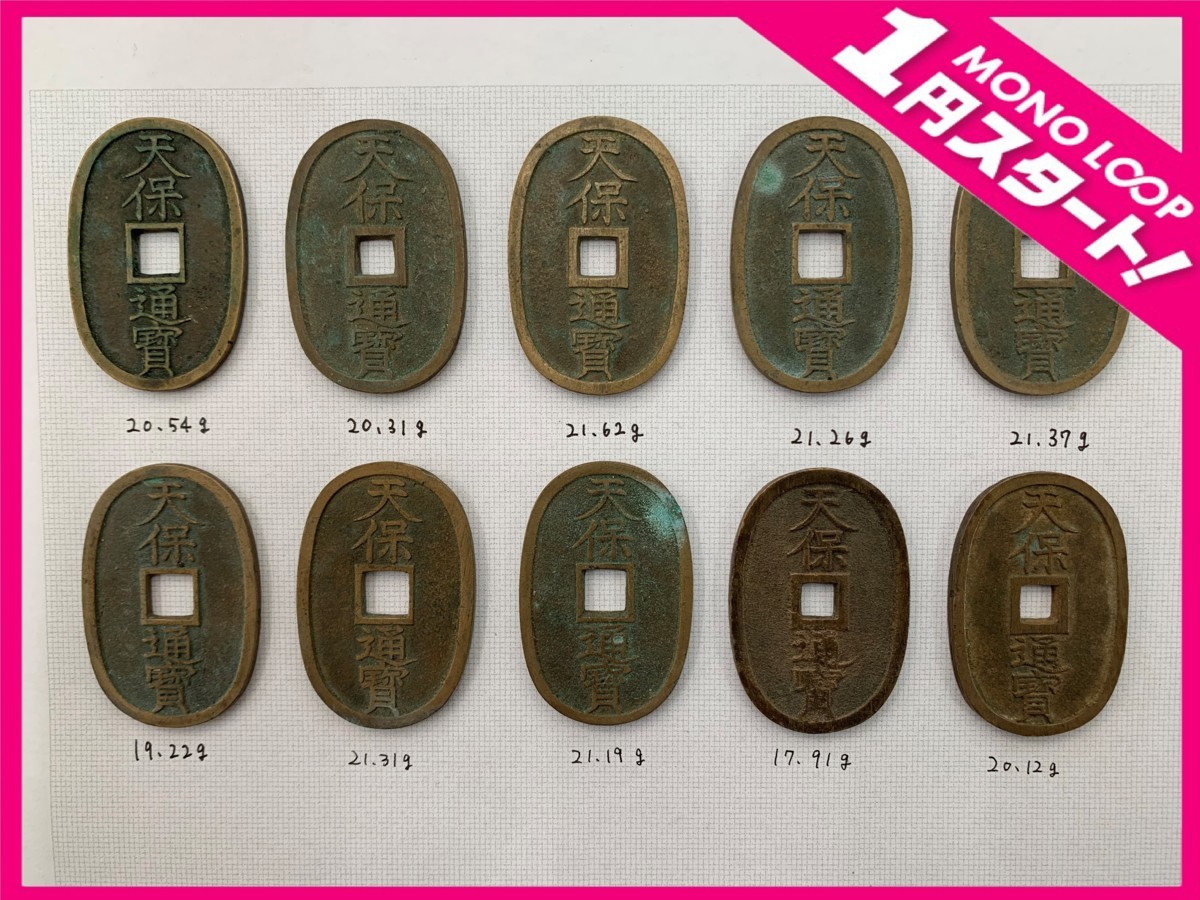 3NF八04030E】☆1円スタート☆天保通寶/天保通宝☆10枚まとめ☆日本
