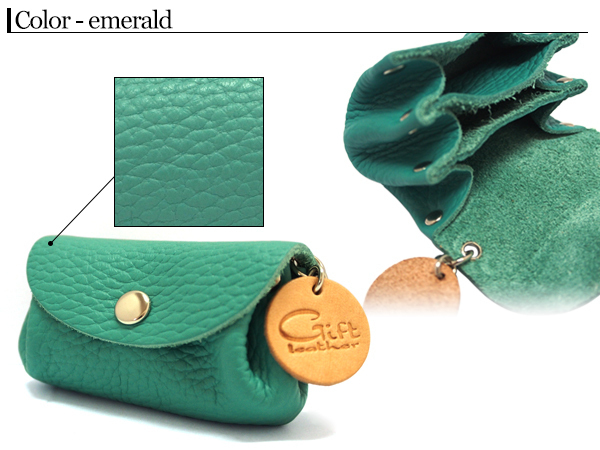  original leather change purse . case coin case Mini emerald emerald gift leather present present hand made cat pohs free shipping 