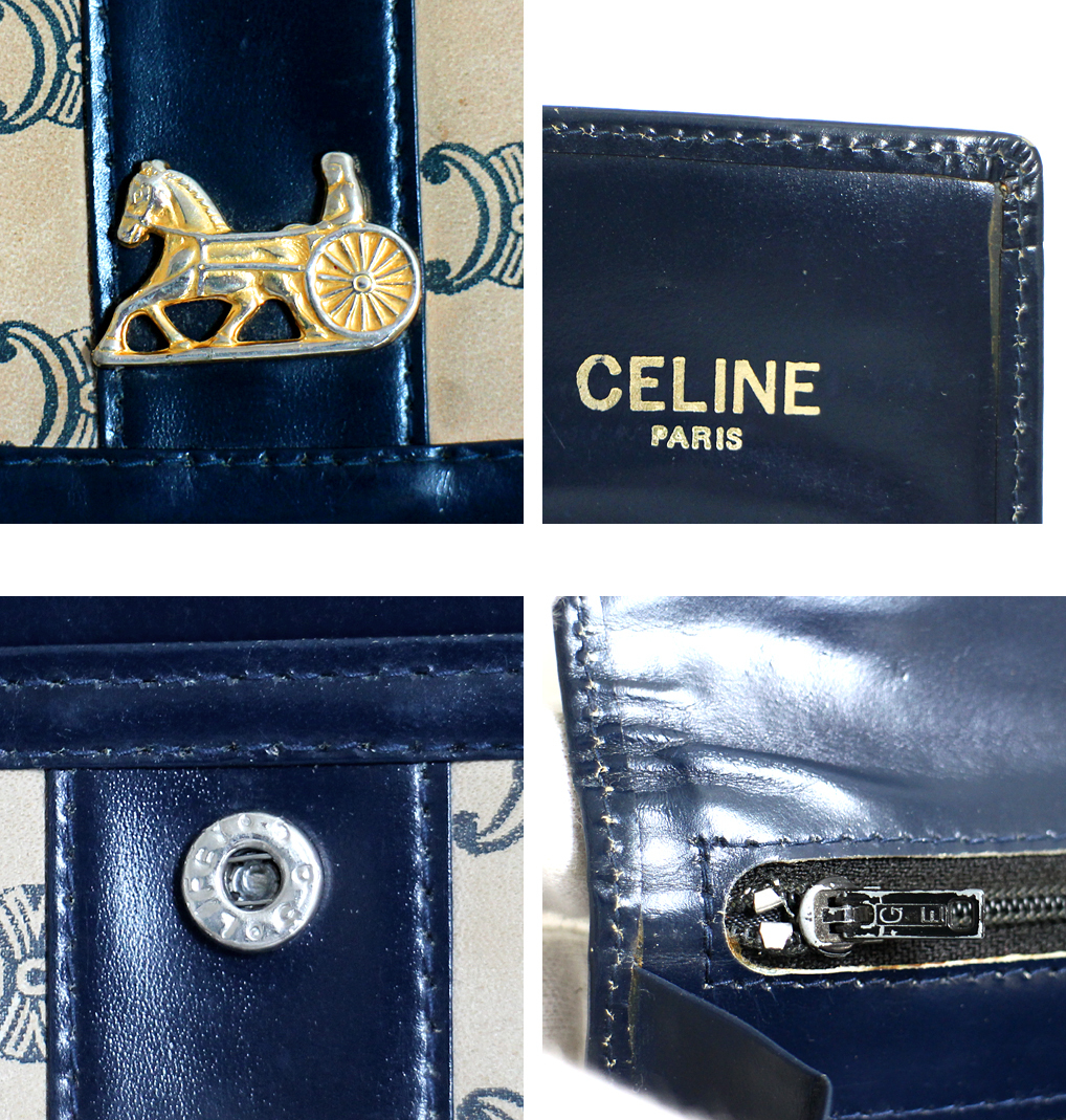 【CELINE】セリーヌ　長財布　マカダム柄　オールドセリーヌ　スウェード　レザー　ヴィンテージ_画像9