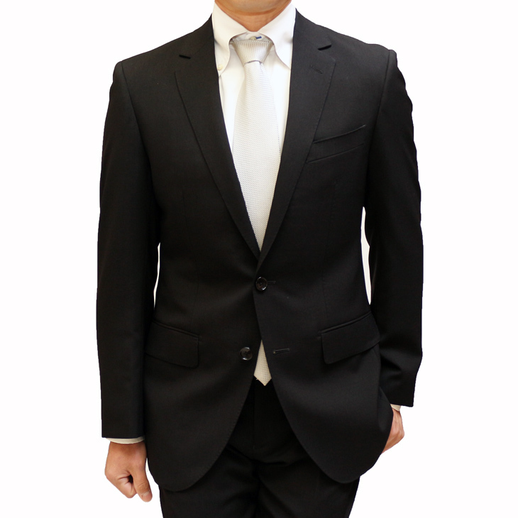 通年 新品 西川毛織 フォーマル 礼服 黒 ブラック無地 2つボタン スリム型 ウエスト±6cm調整可能 スーツ A8_画像3