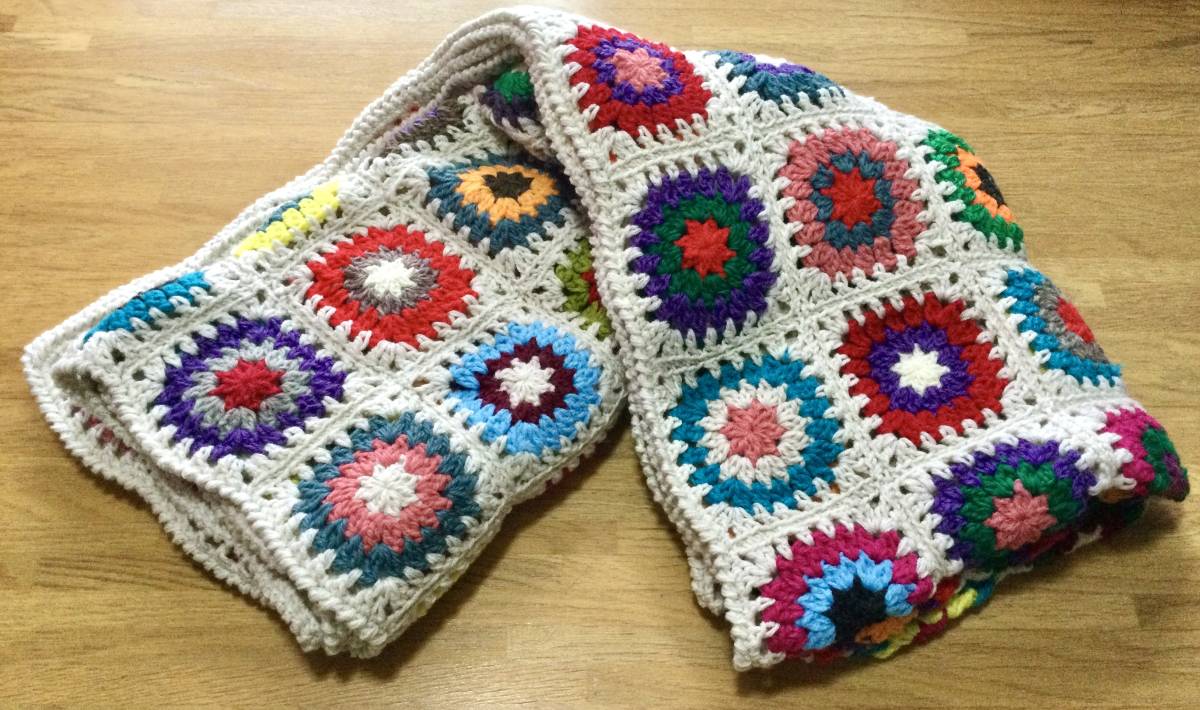 ベッドカバー ソファーカバー マルチカバー 手編み ハンドメイド
