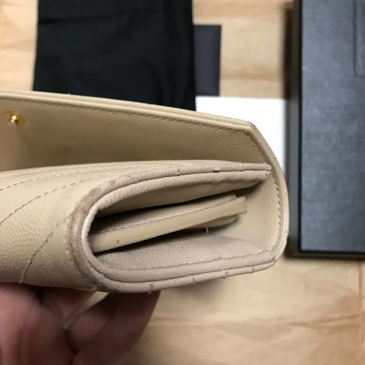 サンローラン イブサンローラン 長財布 ベージュ 中古 正規品 サンローラン イブサンローラン 長財布 ベージュ 中古 正規品