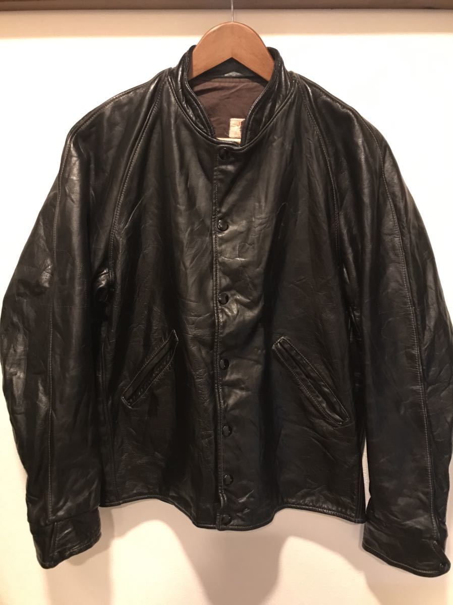 《送料込み》ブラックオールレザー60s vintage レザージャケット 60年代 黒 アワードジャケット ビンテージ ヴィンテージ アメカジ 古着