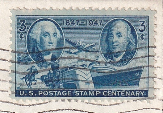 【ＦＤＣ】アメリカ郵便１００年：ワシントンとフランクリン（１９４７年）（アメリカ）実逓　t2860_画像2