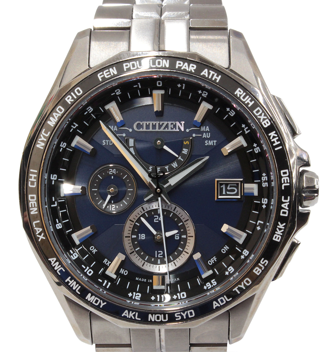 稼働品 CITIZEN/シチズン ATTESA エコドライブ 腕時計 AT9090-53L 電波時計 ダブルダイレクトフライト ソーラー アテッサ 腕時計_画像1