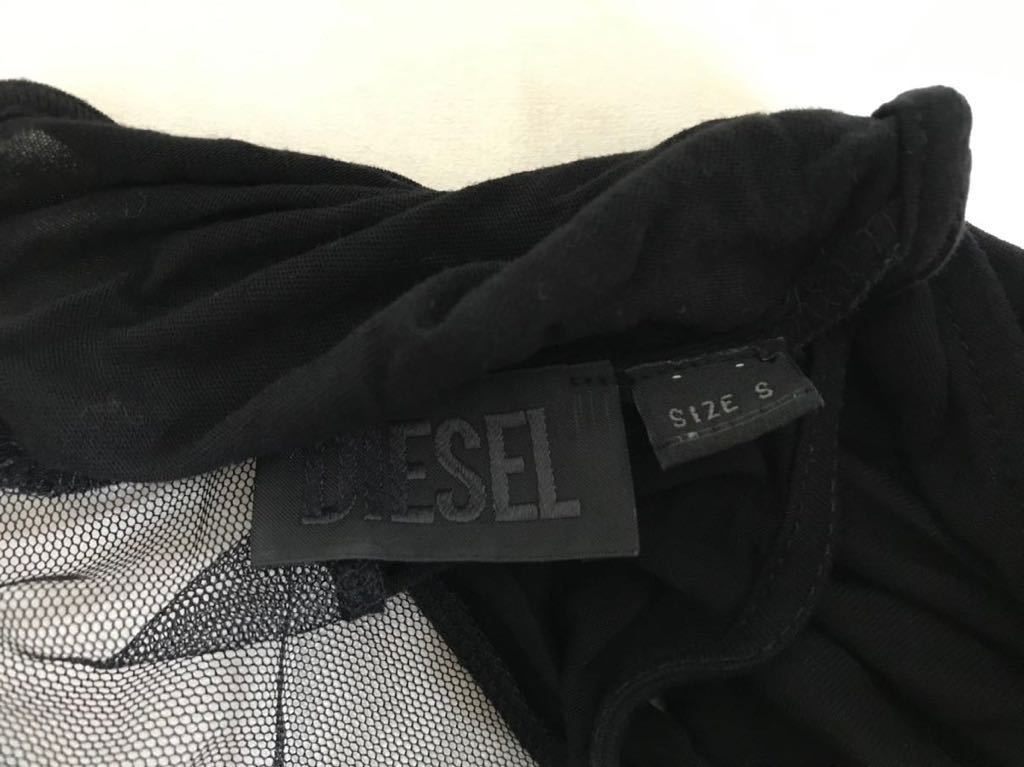 本物ディーゼルDIESELコットンシースルードレープ半袖Tシャツアメカジビジネススーツレディース黒ブラックS_画像5