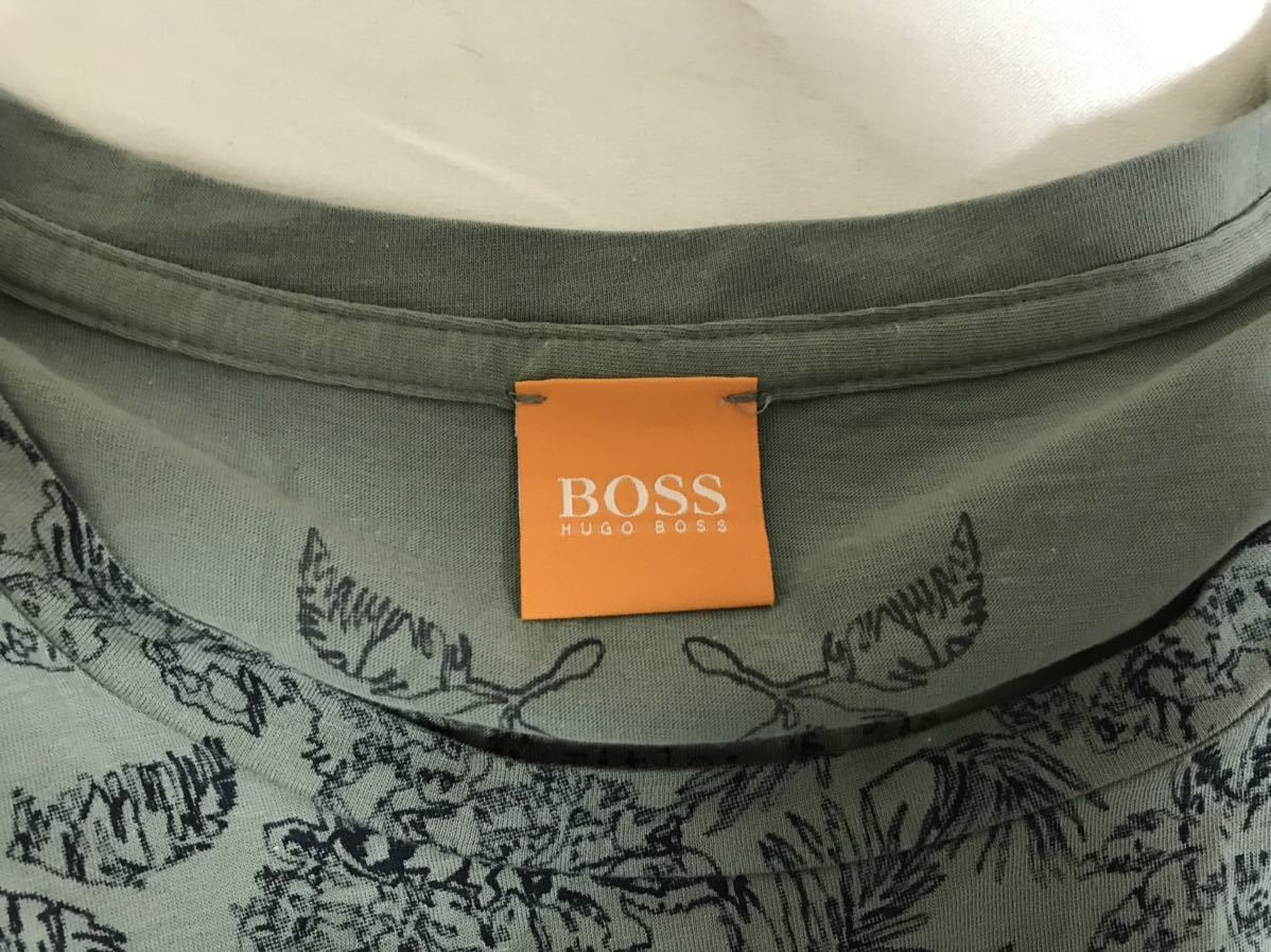  genuine article Hugo Boss orange HUGOBOSS print pattern cotton short sleeves T-shirt American Casual Surf business suit men's khaki Mpe Roo made 