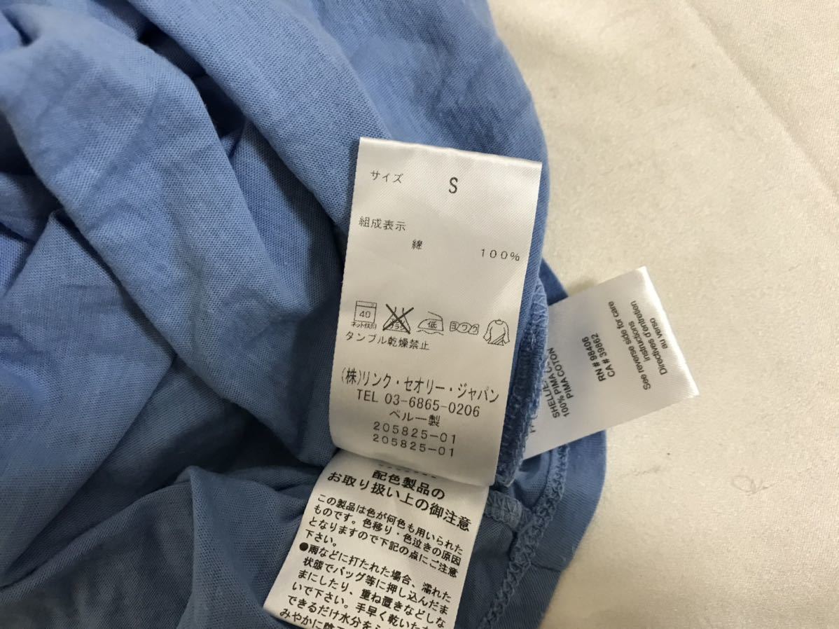 本物セオリーtheory柄ノースリーブTシャツタンクトップアメカジサーフビジネススーツレディース白ホワイト青ブルーSインナーペルー製_画像5