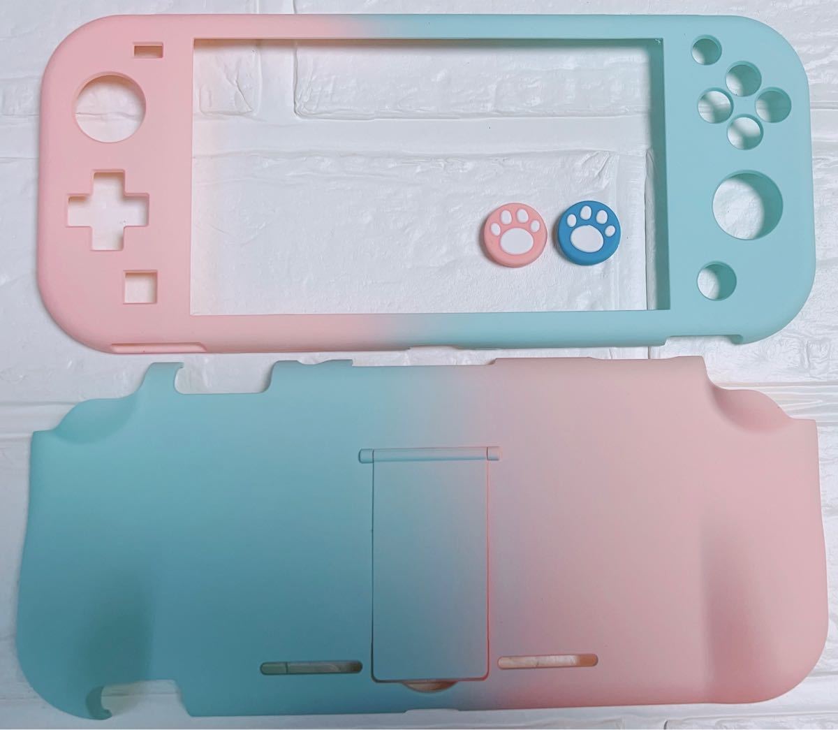 ピンク×水色　可愛い　Switch Liteハードカバー　かわいい　スイッチライト　ハードケース　肉球