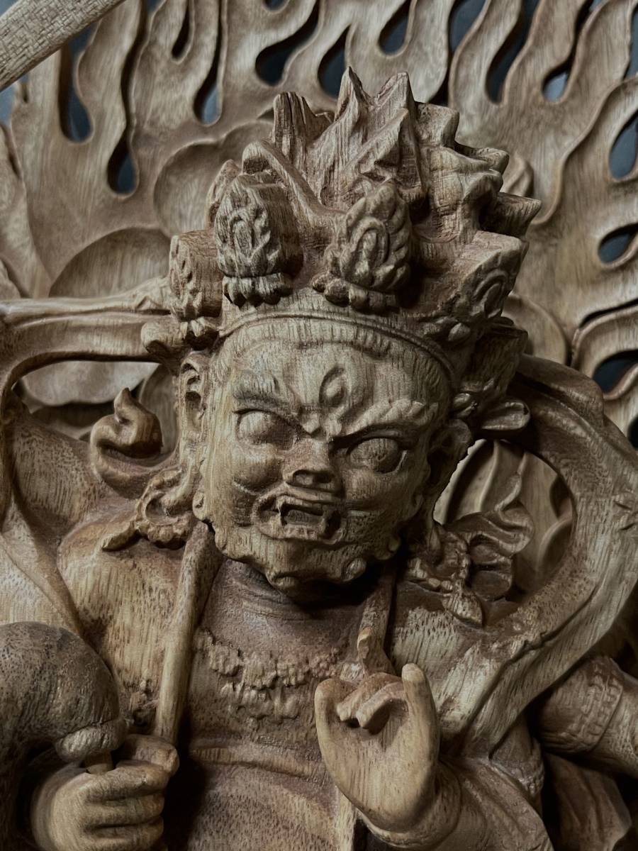 仏教工芸品 総楠製 井波彫刻 極上彫 木彫仏像 閻魔大王像