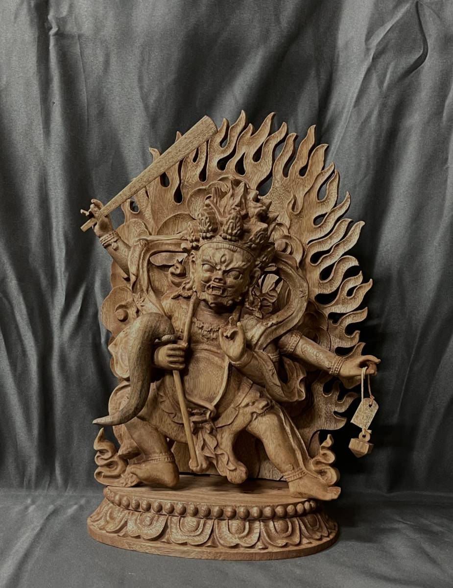 仏教工芸品 総楠製 井波彫刻 極上彫 木彫仏像 閻魔大王像 www