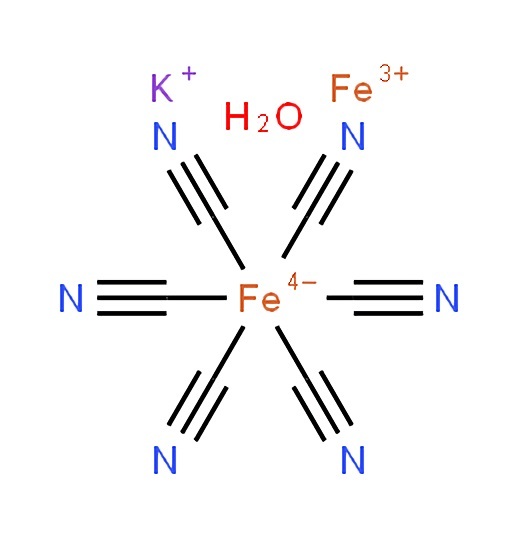 ヘキサシアノ鉄酸(II)カリウム鉄(III)水和物 99% 25g C6Fe2KN6・xH2O 紺青 ベルリンブルー 水溶性染料 無機化合物標本 化学薬品_画像1