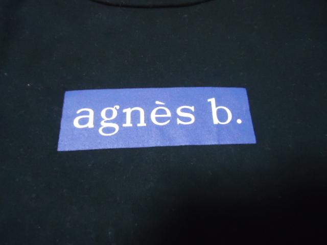 送料210円/Lサイズ/agnes b.アニエスベー×ADAM ET ROPE' アダムエロペ /別注コラボ/ブラック黒/半袖Tシャツ/ボックスロゴ/カットソー_画像3