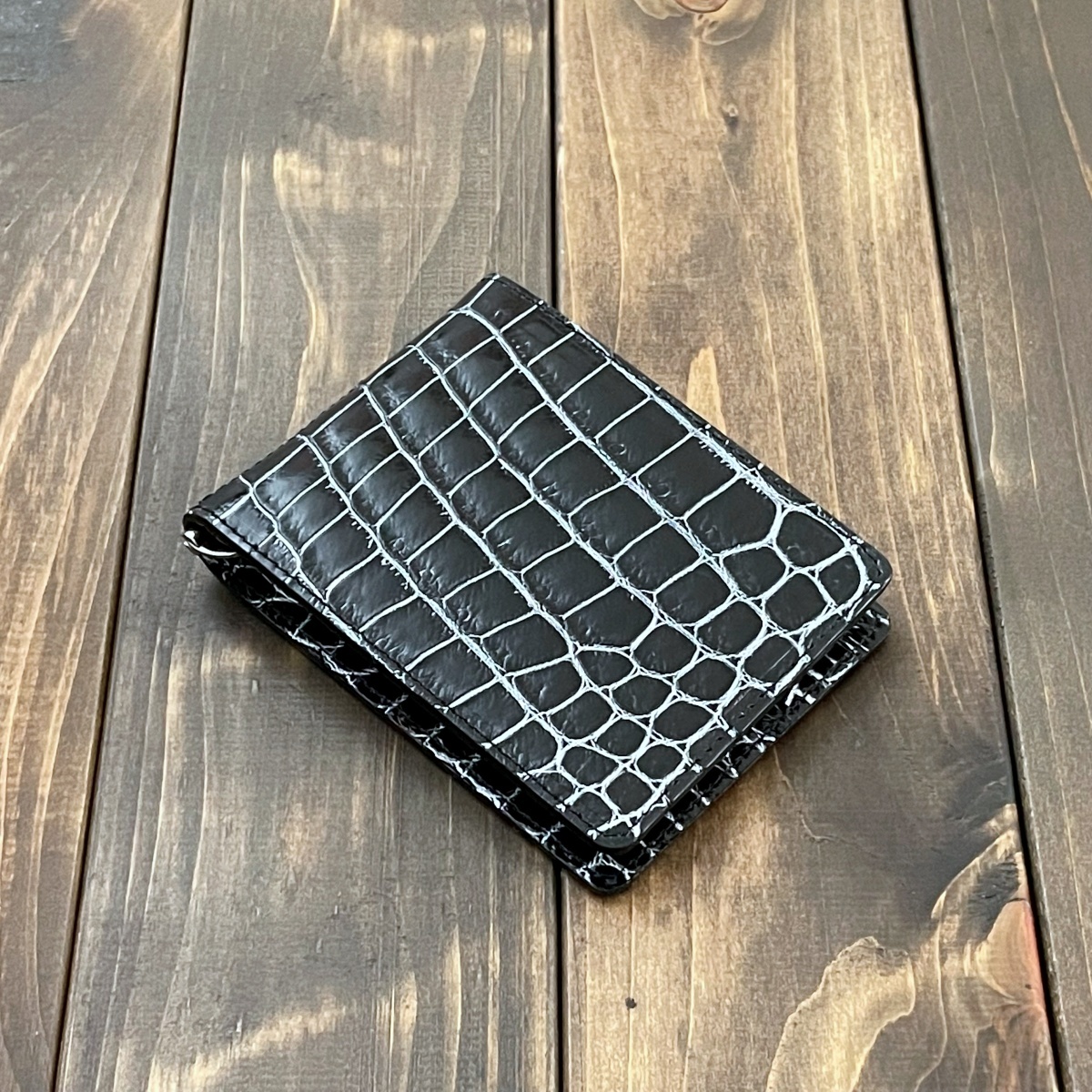 CROCODILE クロコダイル 無双 マット × ポロサス 財布 シルバー レザー