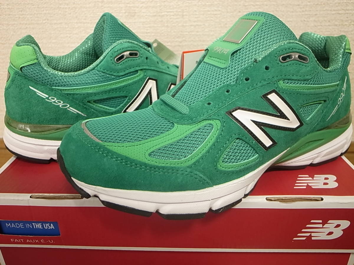 【送料無料 即決】NEW BALANCE USA製 M990NG4 26cm US8新品 990v4 グリーン緑ST. PATRICK’S DAY四つ葉のクローバーFOUR LEAF CLOVER米国製