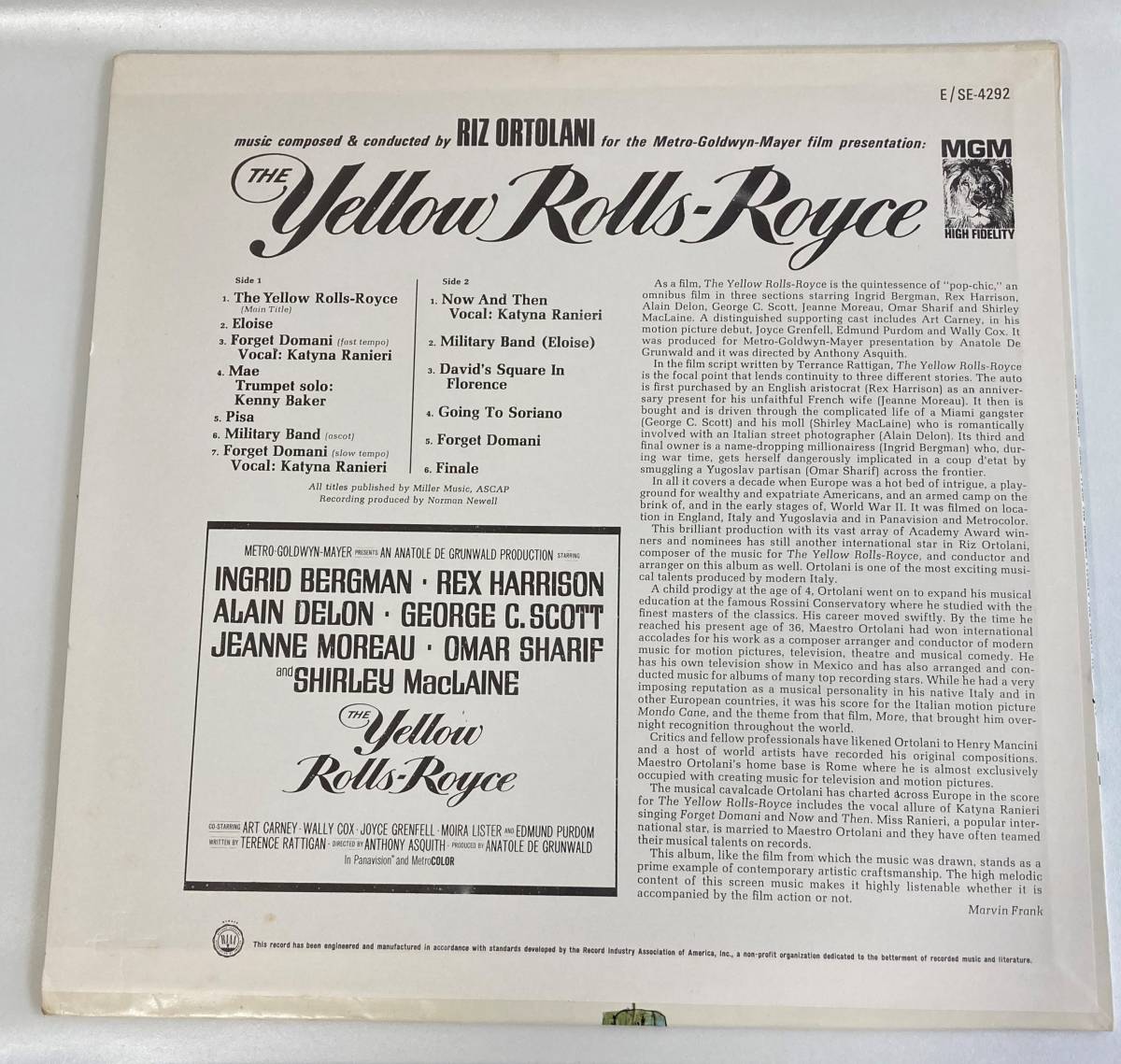  yellow Rolls * Lois (1964)liz*oru tiger -ni rice record LP MGM SE-4292 STEREO