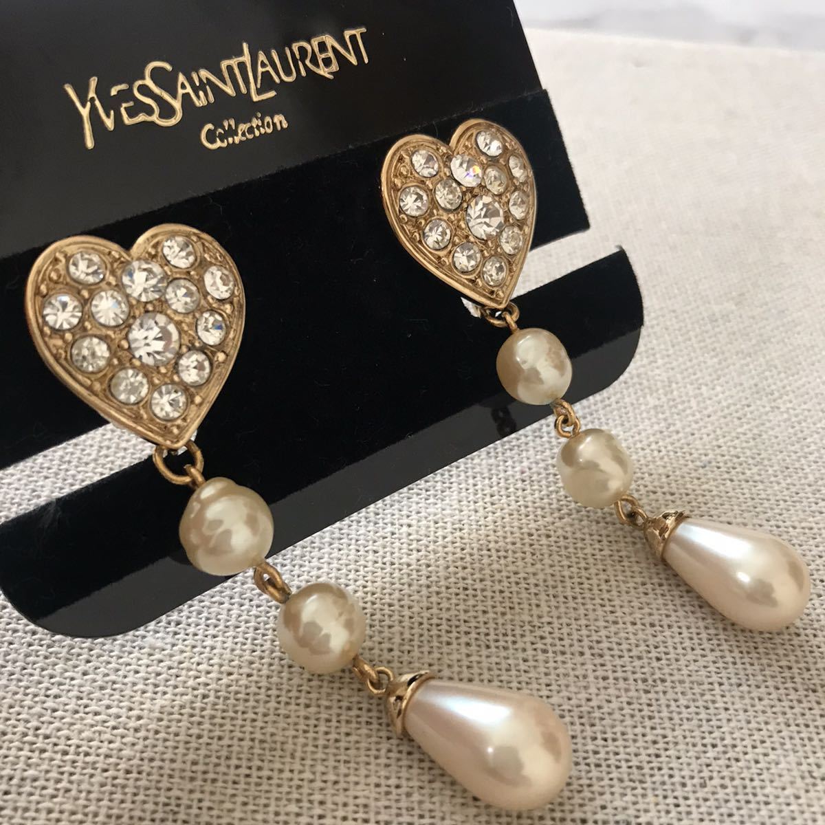 未使用 イヴサンローラン イヤリング YSL ハート パール 2