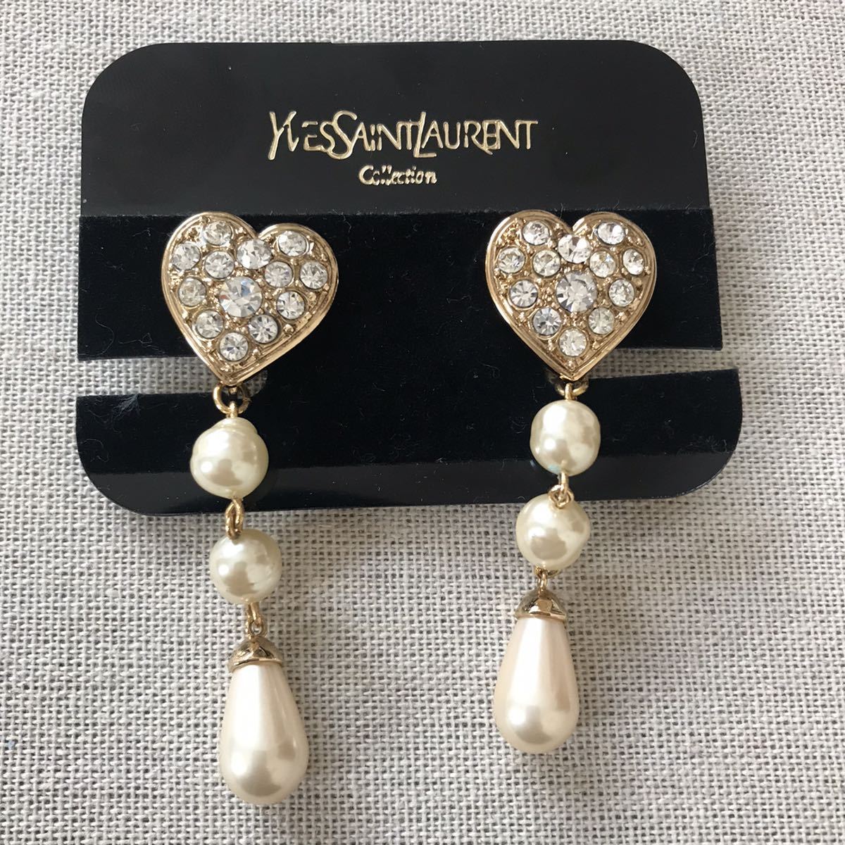 未使用 イヴサンローラン イヤリング YSL ハート パール 1