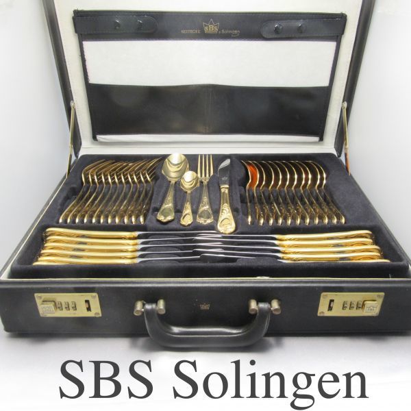 SBS ゾーリンゲン カトラリーセット 12名用70本組 ゴールドプレート Solingen Karat 24 ロックトランク 23 大容量セット 通販 正規認証品!新規格 激安