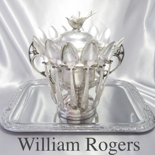 William Rogers スプーンホルダー 12本【シルバープレート】薔薇のレリーフ