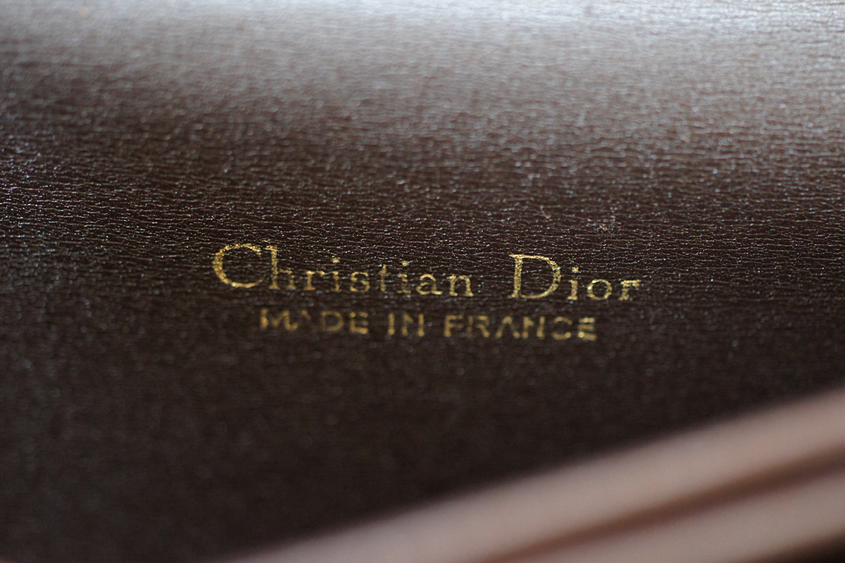 良品 クリスチャン ディオール レザー 2way チェーン ショルダー バッグ ブラウン 茶 Christian Dior レディース ヴィンテージ オールド NM_画像9