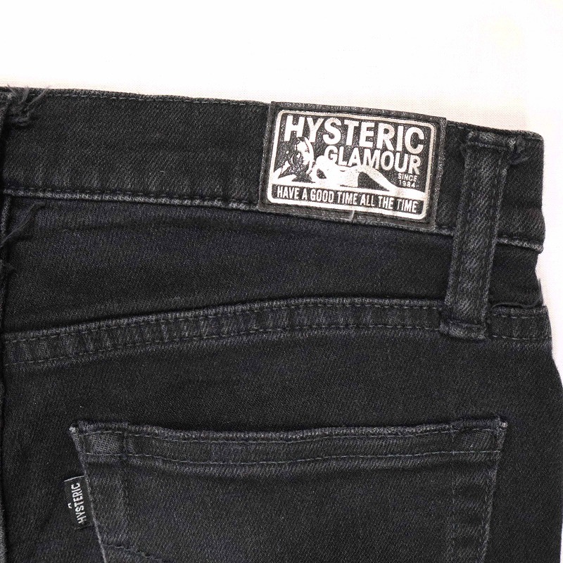 HYSTERIC GLAMOUR ヒステリックグラマー KPR加工ストレッチデニム スキニーパンツ 01191AP18 ブラック リメイク加工ジーンズ  日本製 S相当